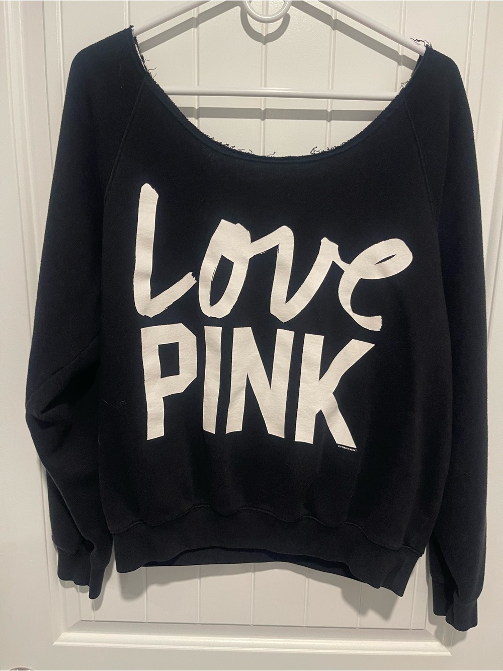 Victoria's Secret Black Sweatshirt with White "Love PINK" Graphic